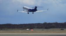 Gulfstream-V takes off from Punta Arenas, Chile