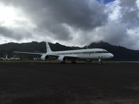 DC-8 on ramp in American Samoa for ATom 1