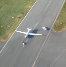 AV-6 after landing at WFF, view from T-34 chase aircraft (9.15.12)