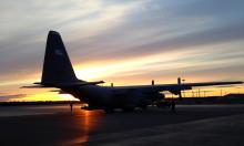 The NASA ARISE C-130 being towed to the hangar.